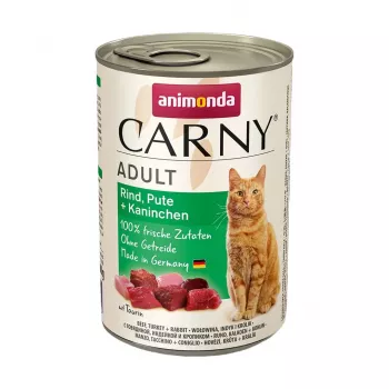 ANIMONDA Carny Adult liellopu gaļa, tītars, trusis - slapjā kaķu barība - 400g