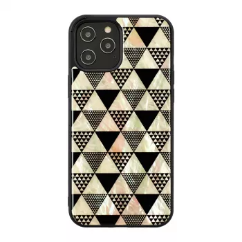 Aizsargmaciņa iKins Apple iPhone 12 / 12 Pro — piramīdas raksts, melna