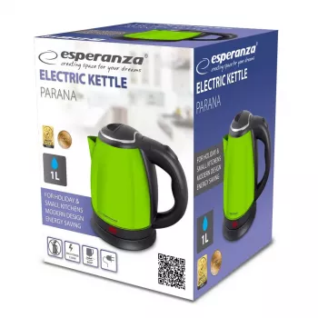 Elektriskā tējkanna ESPERANZA EKK128G 1,0 L 1350 W bezvadu plastmasas korpuss zaļa