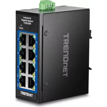 Trendnet 8-Portu Industriālais Gigabit DIN-Sliedes Mini Slēdzis