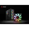 Datora korpuss Savio Noctis Glass RGB Cube, ATX/Micro-ATX/Mini-ITX, rūdīta stikla priekšpuse, RGB ventilatori, melns