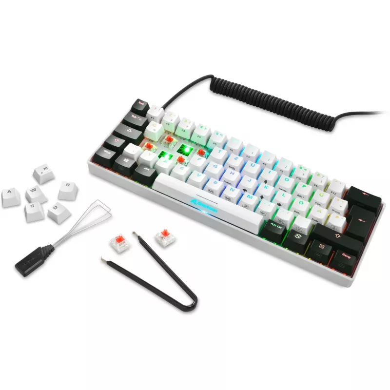 Sharkoon SGK50 S4 60% kompaktā tastatūra Gaming USB QWERTZ Vācu Baltā RGB LED