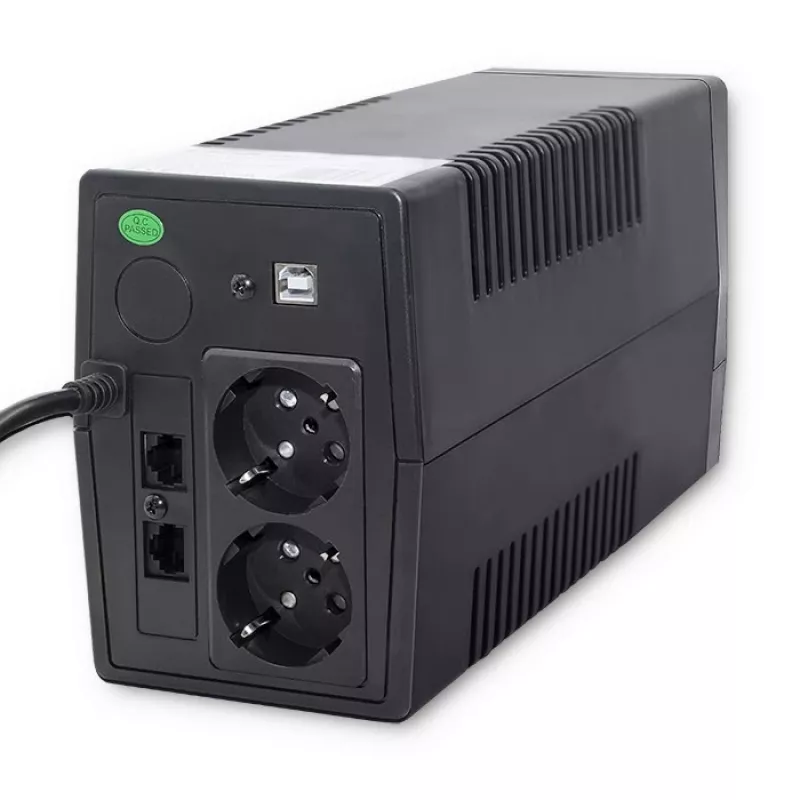 Qoltec Monolith UPS Double-conversion Online 0.65 kVA 360 W 2 AC izejas