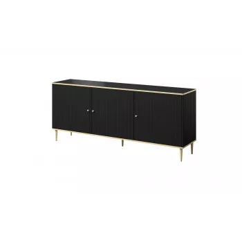 GLAMOUR kumode 180x40x75,5 cm, melna matēta + zelta