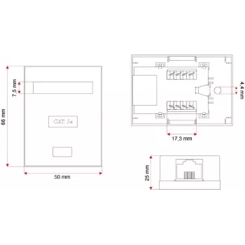Tīkla sadales kārba Alantec GN005 — Cat5e, F/UTP (FTP) ekranējums, balta, 50×66×25 mm