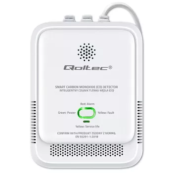 CO detektors QOLTEC 52576 — oglekļa monoksīda sensors, 85 dB trauksme