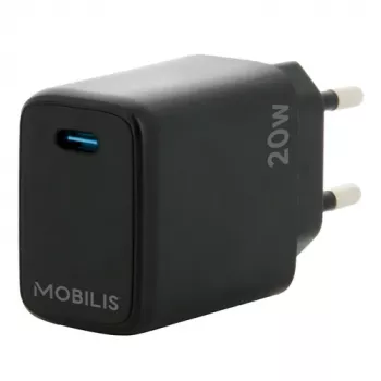 Mobilis - Barošanas bloks - ātrs - 20 vati - PD/PPS (24 kontaktu USB-C) - Melns - Eiropa (001361)