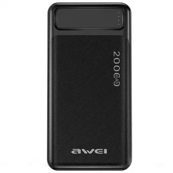 Pārnēsājams akumulators AWEI P6K 20000mAh Melns 2xUSB/PD/Micro-USB