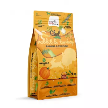 SYTA MICHA Chef Puppy Rabbit, tītars, banāns un cukini - sausā suņu barība - 9kg