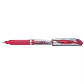 Pildspalva ar klipsi, izvelkama, Pentel Energel XM Klick, sarkana