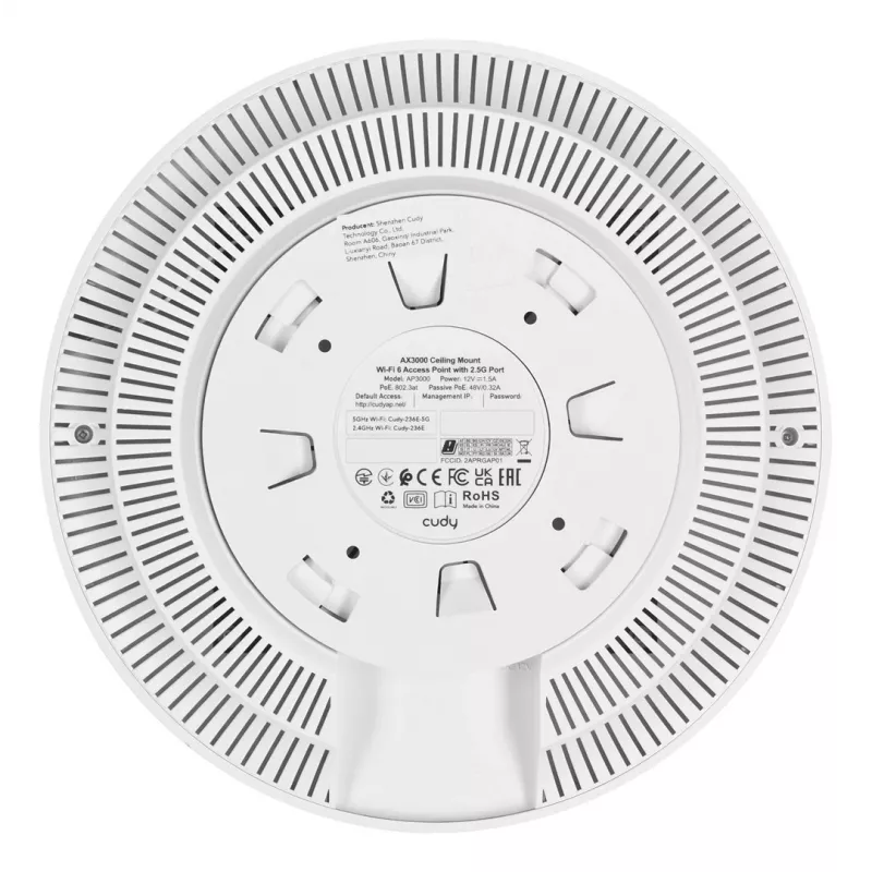 Cudy AP3000 bezvadu piekļuves punkts 2976 Mbit/s Balts PoE
