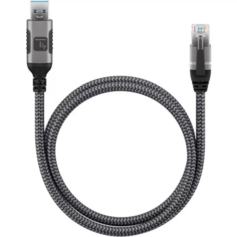Techly ICOC U3A-RJ45-010 USB-A uz Gigabit Ethernet adaptera kabelis, 1 m, melns/sudraba