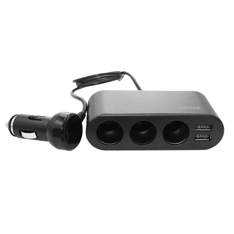 Auto USB lādētājs SAVIO SA-024 — universāla ierīču uzlāde no 12–24 V, 5 V, melns, cigarešu šķiltavas