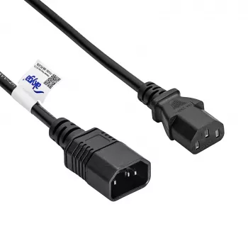 Akyga AK-PC-07A IEC C14 uz IEC C13 strāvas pagarinājuma kabelis, 3x 0,75 mm², 3 m, melns