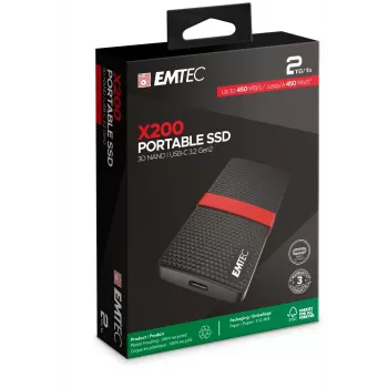 Emtec X200 1TB pārnēsājams SSD disks ar USB Type-C 3.2 Gen 1
