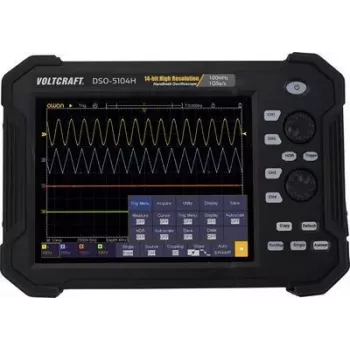 VOLTCRAFT DSO-5104H Akumulators, Digitālais osciloskops, Rokas osciloskops (Scope-Meter) 100 MHz 4-Kanāls 1 GSa/s 40 Mpts 14 Bitu Digitālā atmiņa (DSO), Rokas ierīce (VC-11332625)