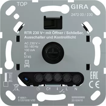 Telpas temperatūras regulators Gira 247200, 230 V, atvēršanas/aizvēršanas izpildmehānisms