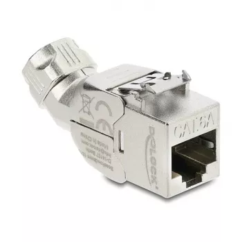 DELOCK Keystone Modulis RJ45 ligzda uz LSA Cat.6A bezinstrumentāls 45° leņķī ekranēts ar metāla fiksatoru