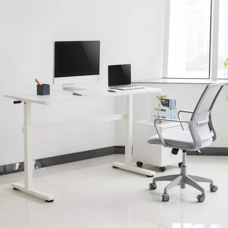 Rokas regulējams augstuma galds Ergo Office, max 40 kg, max augstums 117 cm, ar virsmu stāvus un sēdus darbam, ER-401 W