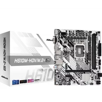 Mātesplate ASRock H610M-HDV/M.2+ D5 — Intel H610, LGA 1700, microATX, 2× DDR5 DIMM, M.2, HDMI 2.1, DP 1.4