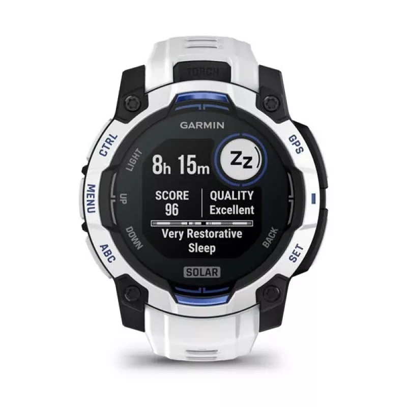 Garmin Instinct 3 Solar viedpulkstenis, 45 mm, Black/Stone White, silikona siksniņa (010-02934-03)