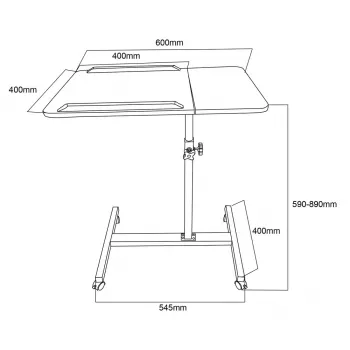 Maclean mobilais galds/statīvs klēpjdatoram, balts, augstuma regulēšana 59-89cm, max 30kg, MC-121 W