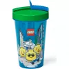 Room Copenhagen LEGO krūze ar salmiņu Iconic Boy Bright Blue (zili zaļa, 500 ml)