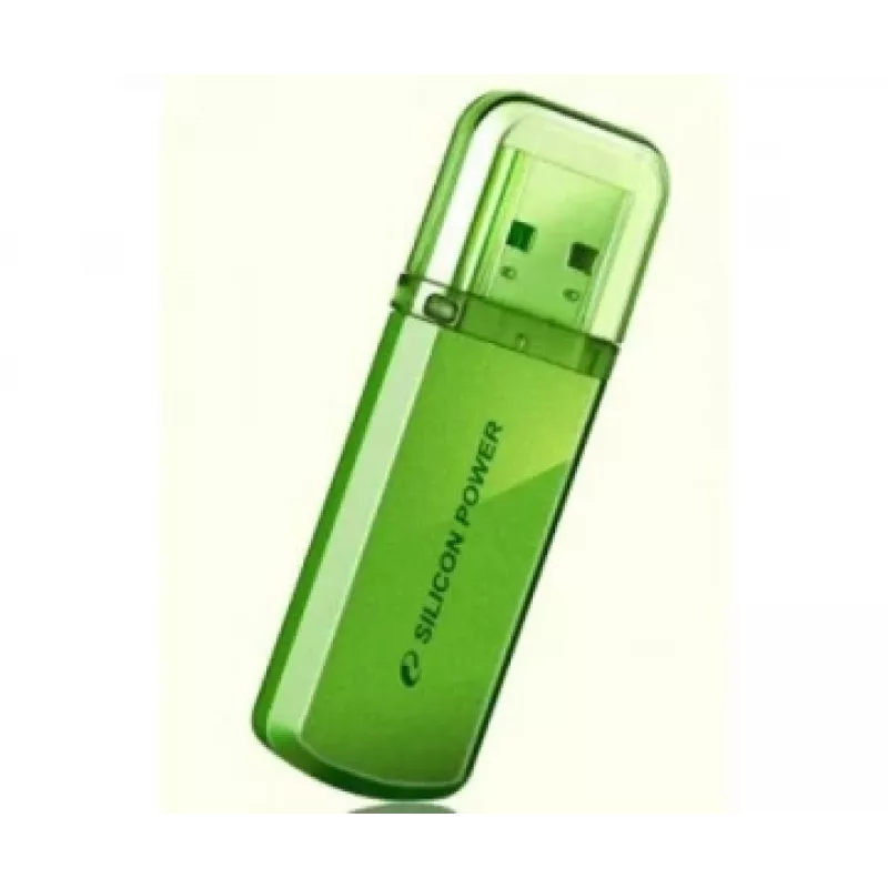 USB zibatmiņa Silicon Power Helios 101 — 8 GB, USB 2.0, Type-A, zaļa, ar vāciņu