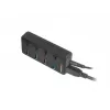 USB centrmezgls NATEC MANTIS USB 2.0 Type-B — 4x USB 3.2 Gen 1 Type-A porti, melns, 0,8 m kabelis, tīkla adapteris, barošanas slēdzis