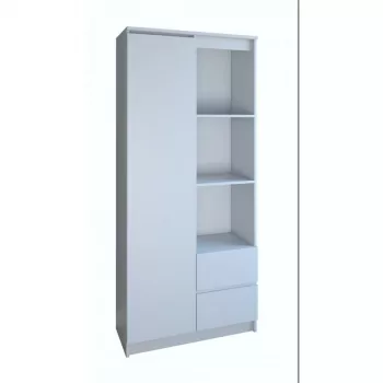 Biroja grāmatplaukts Top e Shop RS-80 BILY BIEL, balta skaidu plātne, 7 plaukti, 800×350×1800 mm