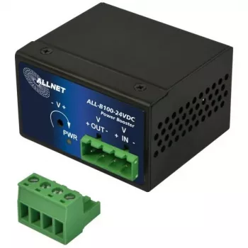 ALLNET ALL-B100-24VDC līdzsprieguma pastiprinātājs: 24VDC ieeja → 48–55VDC izeja, līdz 95W