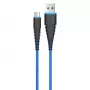 USB Micro-B kabelis Devia Fish 1 Series 5V 2.4A 1.5m Zils