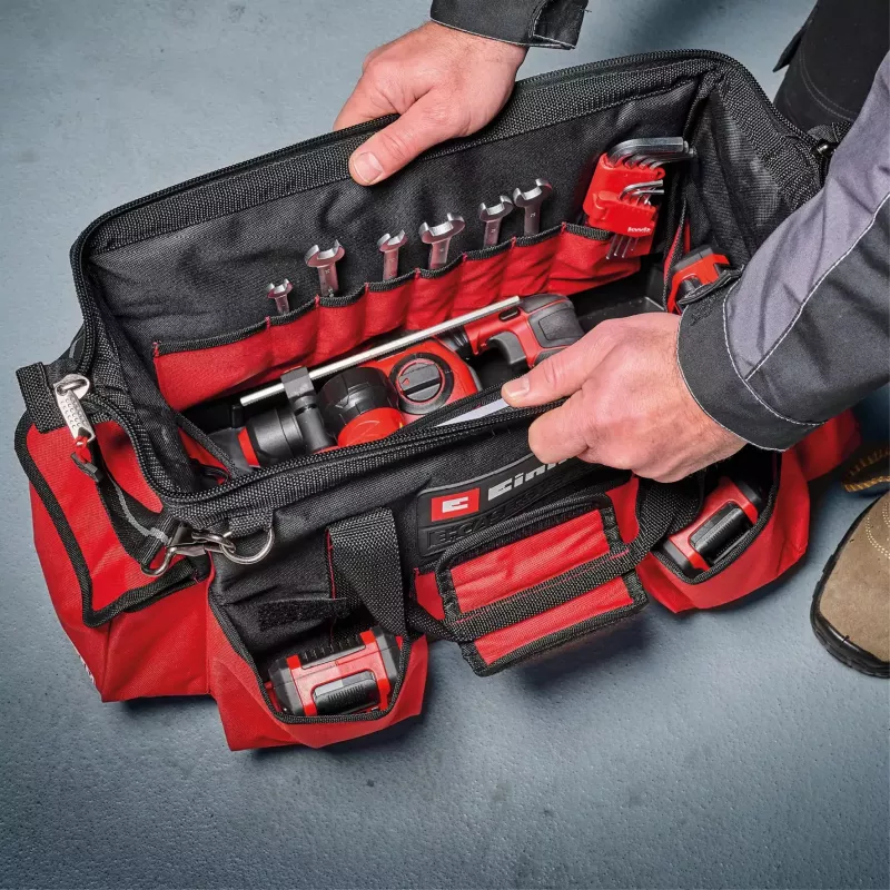 Einhell 4540036 E-Case Bag sistēmas instrumentu soma, poliesters, 30 kg slodze, melna/sarkana
