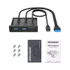 Graugear G-MP01 priekšējais panelis ar 3 portu USB sadalītāju, 1x USB-C 3.2 Gen2 + 2x USB-A 3.0, melnā krāsā
