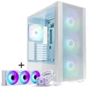 PHANTEKS XT Pro Ultra korpuss ar rūdīta stikla logiem, D-RGB + Glacier One 360M25 Gen2 DRGB šķidruma dzesēšanas komplekts, 360mm, komplekts - Balts