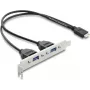 Iekšējā USB Type-E Key B adaptera karte DELOCK 67346 — 2× USB-A 5 Gbps ar slot kronšteinu