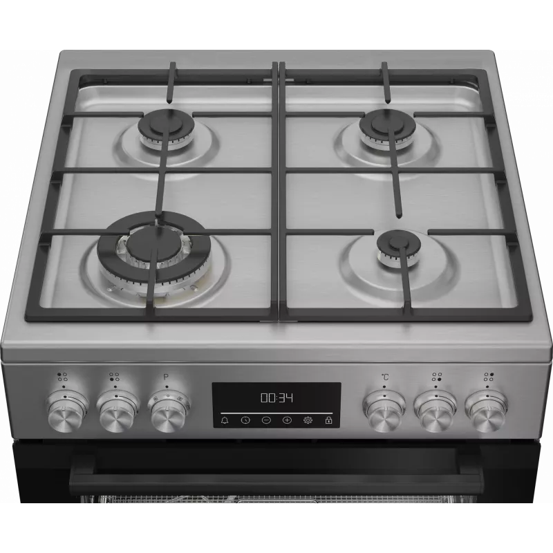 BEKO Plīts FBMA61330GXDT | Gāzes virsma + Elektriskā cepeškrāsns | 60 cm | Nerūsējošais tērauds