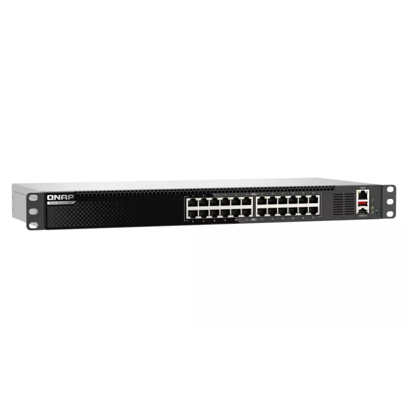 QNAP QSW-M3224-24T tīkla slēdzis, pārvaldīts L3, 10G Ethernet (100/1000/10000), 1U, melns, sudrabs