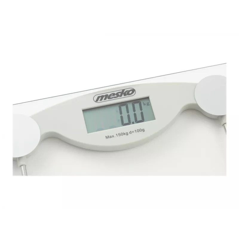 Elektroniskie personīgie svari Mesko MS 8137 — 150 kg, 100 g precizitāte, balts/caurspīdīgs