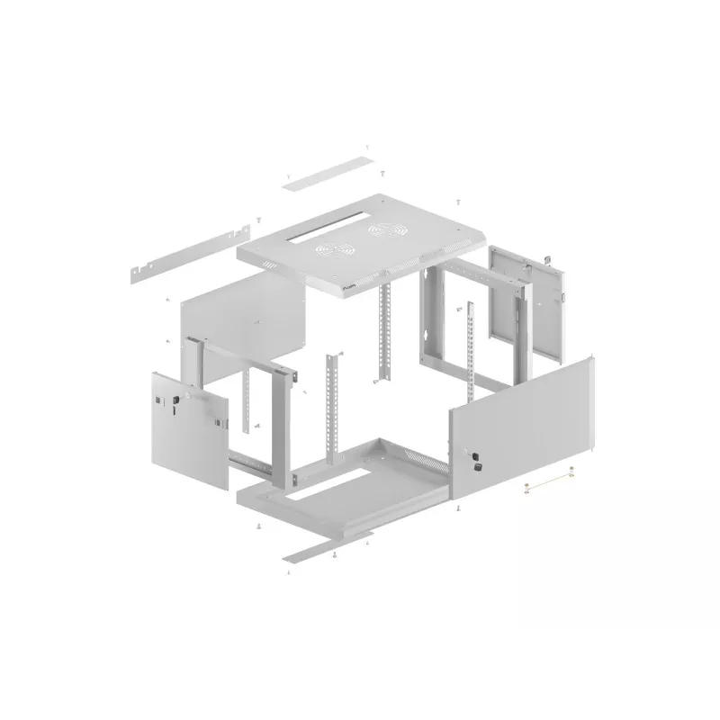 Pie sienas montējams 19 collu instalācijas skapis LANBERG WF01-6404-00S 4U 600×450 mm, pelēks