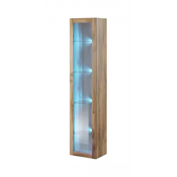 Vitrīnas skapis Cama Meble VIGO 180 – pie sienas stiprināms, 1800×400×300 mm, wotan ozols