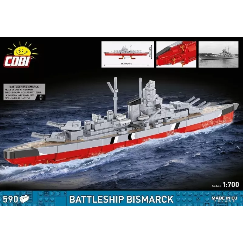 Konstruktors Cobi Kaujas kuģis Bismarck modelis, 590 gabali