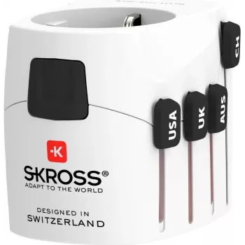 Universāls kontaktligzdas adapteris Skross PRO Type C E F balts