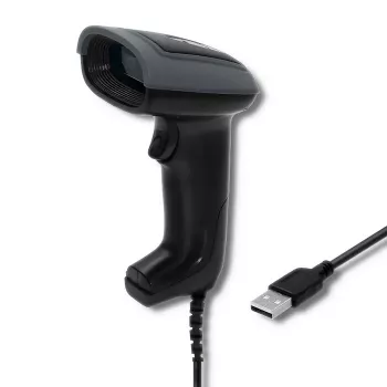 Rokas svītrkodu lasītājs QOLTEC 50863 — 1D/2D skeneris, USB vads, LED sensors, melns, 5V, 1.8 m kabelis