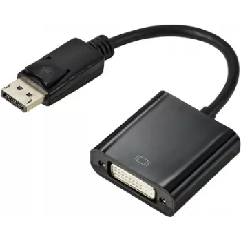 Renkforce RF-5771774 DisplayPort / DVI Adapter [1x DisplayPort Spraudnis - 1x DVI Ligzda 24+5 kont.] Melns PVC Apvalks 15 cm