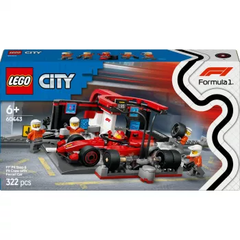 LEGO City F1 Pit Stop komplekts 60443 — Ferrari F1 mašīna, 322 detaļas, 5 minifigūras, vecumam no 6 gadiem