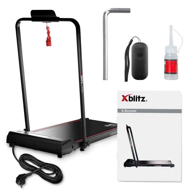 Motorizēts skrejceļš Xblitz X-RUNNER — salokāms, max ātrums 12 km/h, max svars 120 kg, melns