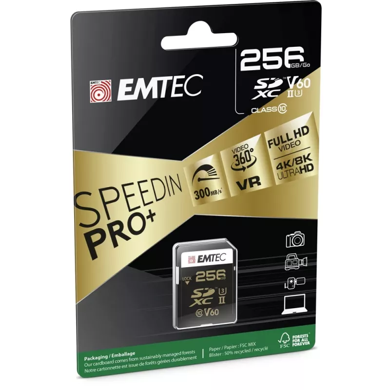 Atmiņas karte Emtec 256GB SDXC UHS-II ECMSD256GUHS2V60