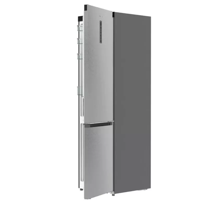 Ledusskapis ar saldētavu Gorenje NRB620E61X4WFE, brīvi stāvošs, nerūsējošais tērauds, kopējā ietilpība 413 L, saldētava apakšā 130 L, NoFrost, LED displejs