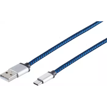 USB kabelis S/CONN 14-50018 USB 2.0 0.3m USB A USB C Zils